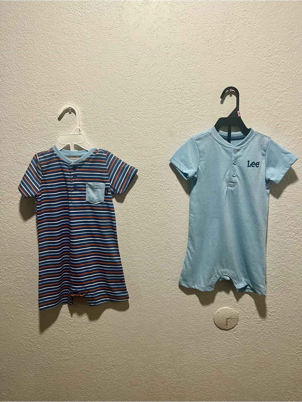Lee Blue Striped and Solid Rompers - 2 Pack